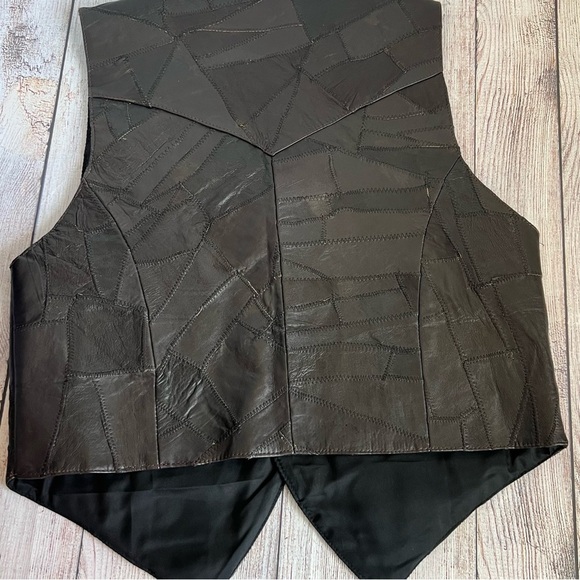 Katch Me Too West Patchwork Vintage Leather Vest Medium - Picture 6 of 6
